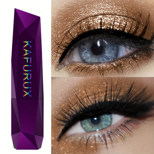 KAFUXI Vibrant Pearly Glitter Eyeshadow Stick - Mesmerizing Brown Shades, Long-Wear & Waterproof, Swivel Matte Finish Eye Makeup Pen with Geometric Purple Container