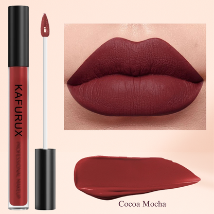 Cocoa Mocha – chocolate brown matte lipstick by KAFURUX for luxe beauty lovers in UK and US