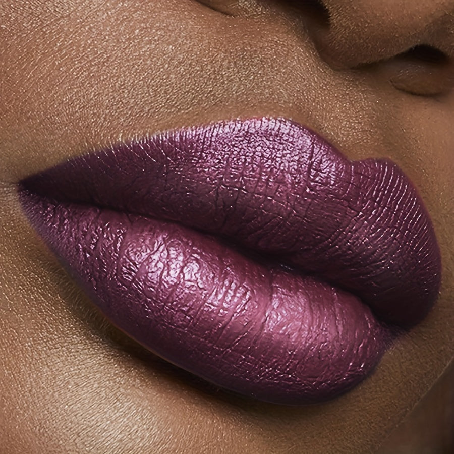 KAFURUX Shiny pearlescent finish lipstick in violet – moisturizing purple lip tint for UK fashionistas
