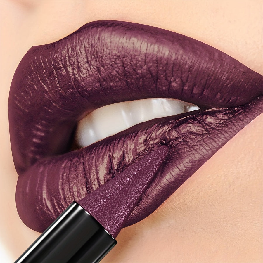 KAFURUX Waterproof deep glossy purple lipstick – smudge-proof finish for all-day USA wear by KAFURUX