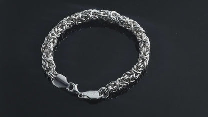 Pulsera de hueso de dragón en plata esterlina italiana S925 hecha a mano