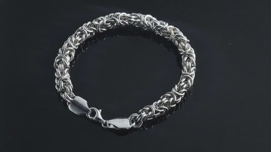 Pulsera de hueso de dragón en plata esterlina italiana S925 hecha a mano