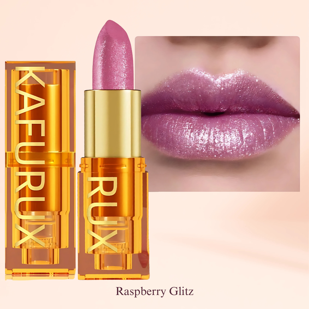 Raspberry Glitz Light Pink Lipstick with Sparkle Finish – KAFURUX Moisturizing High-Pigment Lipstick for Women – Long-Lasting, Non-Transfer – USA UK Europe